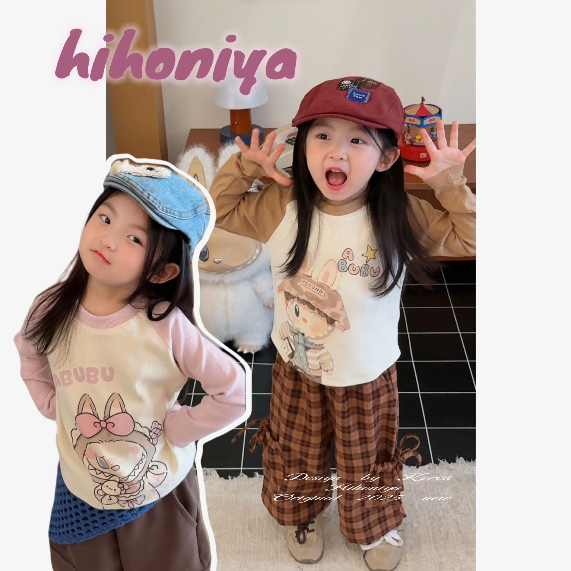 【啦布啦布】七Hihoniya~2025秋季宝宝卡通印花拉布布插肩袖长袖T