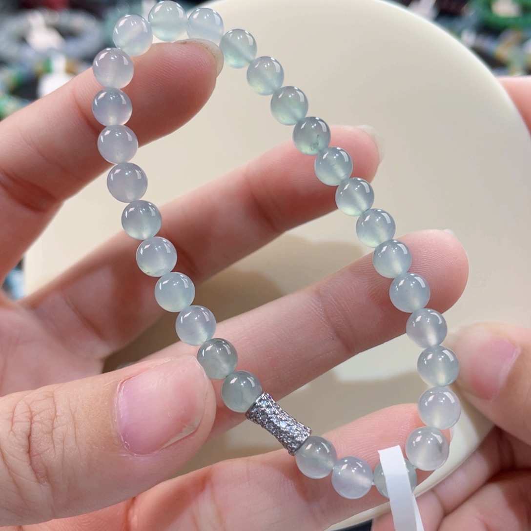 未镶嵌手链翡翠卡5.9冰胶蓝绿