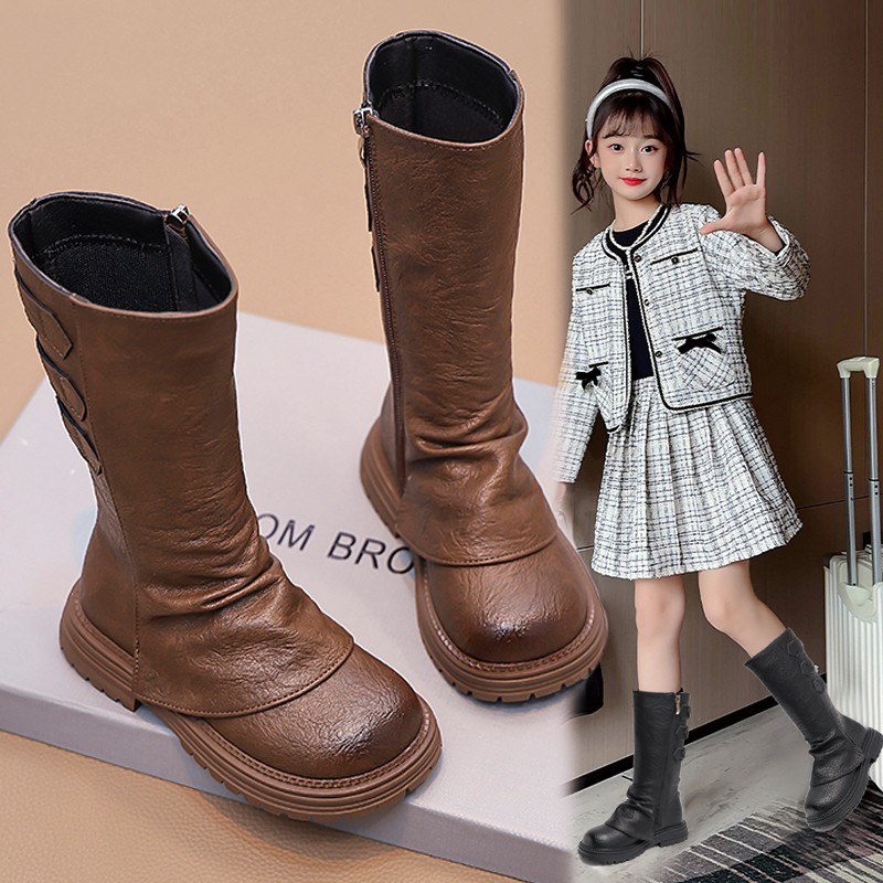 裙边超软长靴不留痕单里加绒皮靴26-37