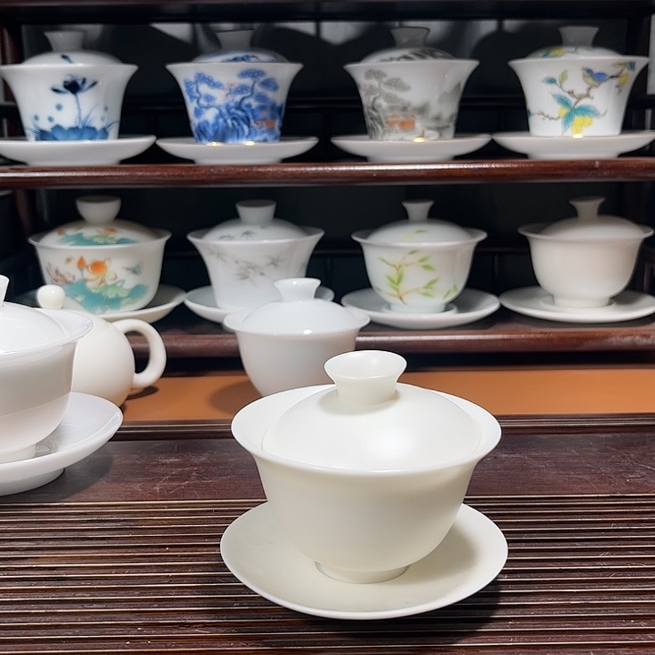 高冰素烧盖碗盖碗