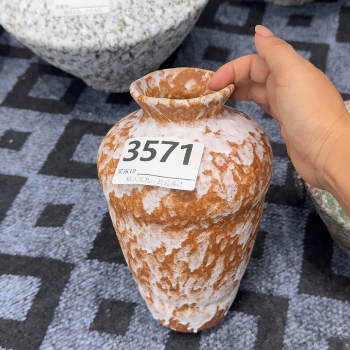 瓷片景德镇高温花器编码3571高23口5默认无孔