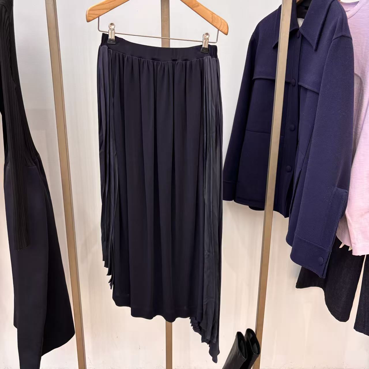未使用 MaxMara jil sander 百褶裙黑色长裙