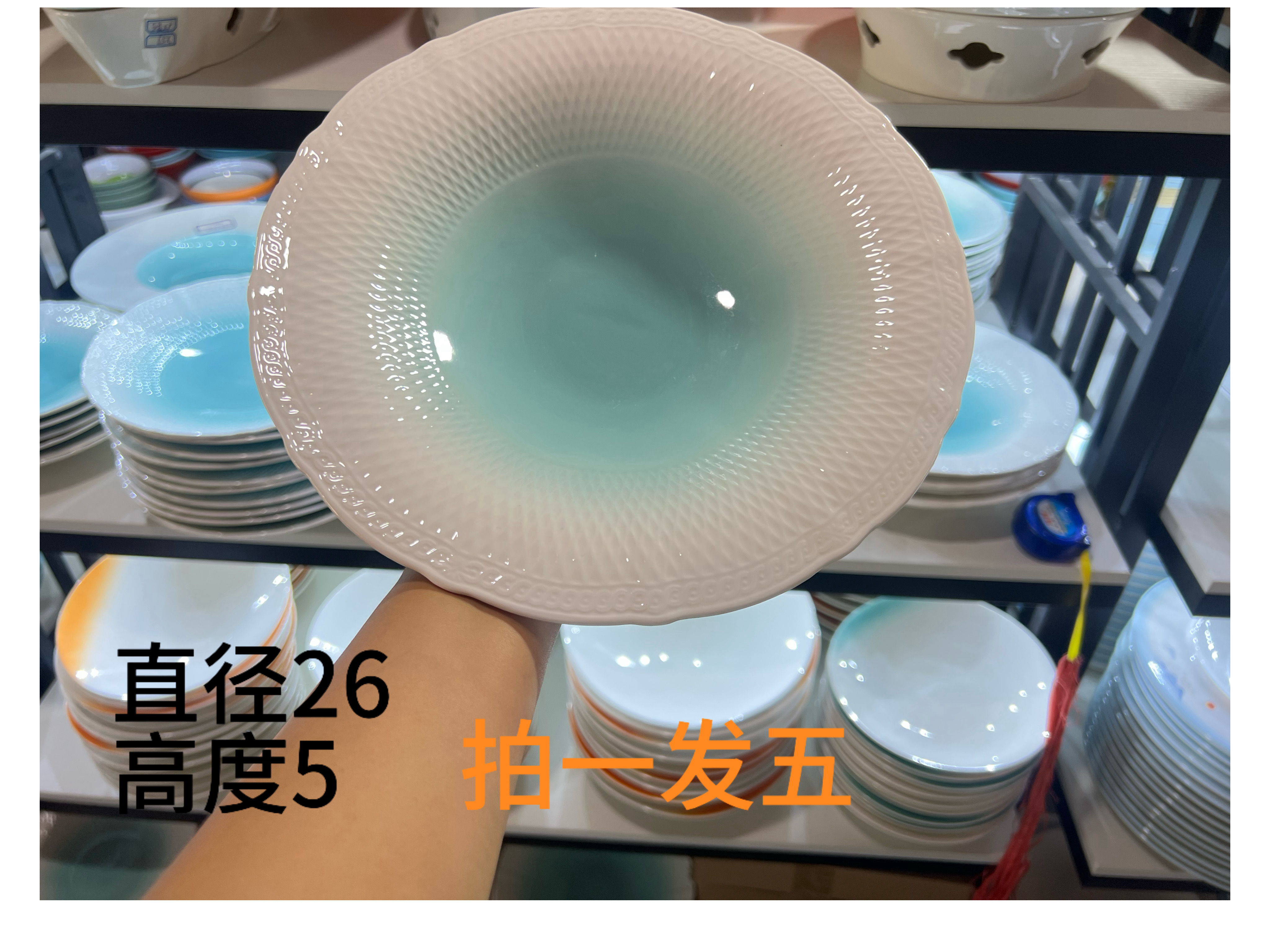10.5寸缤纷绿反边浅盘精致创意可盛冷热菜家用餐盘