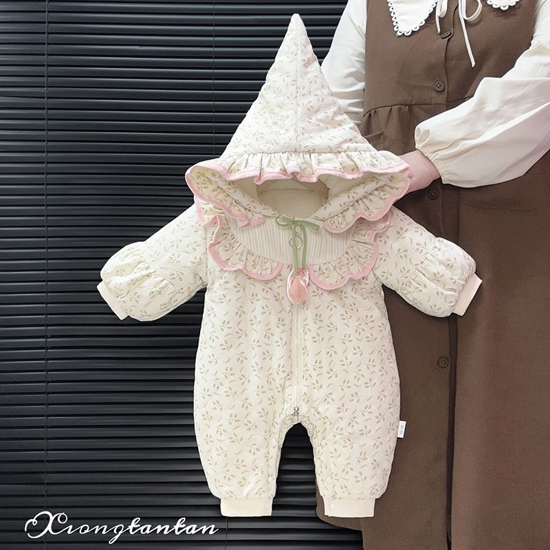 婴儿冬季连体衣衣服宝宝超萌棉服公主加绒哈衣外出抱衣外出服加厚