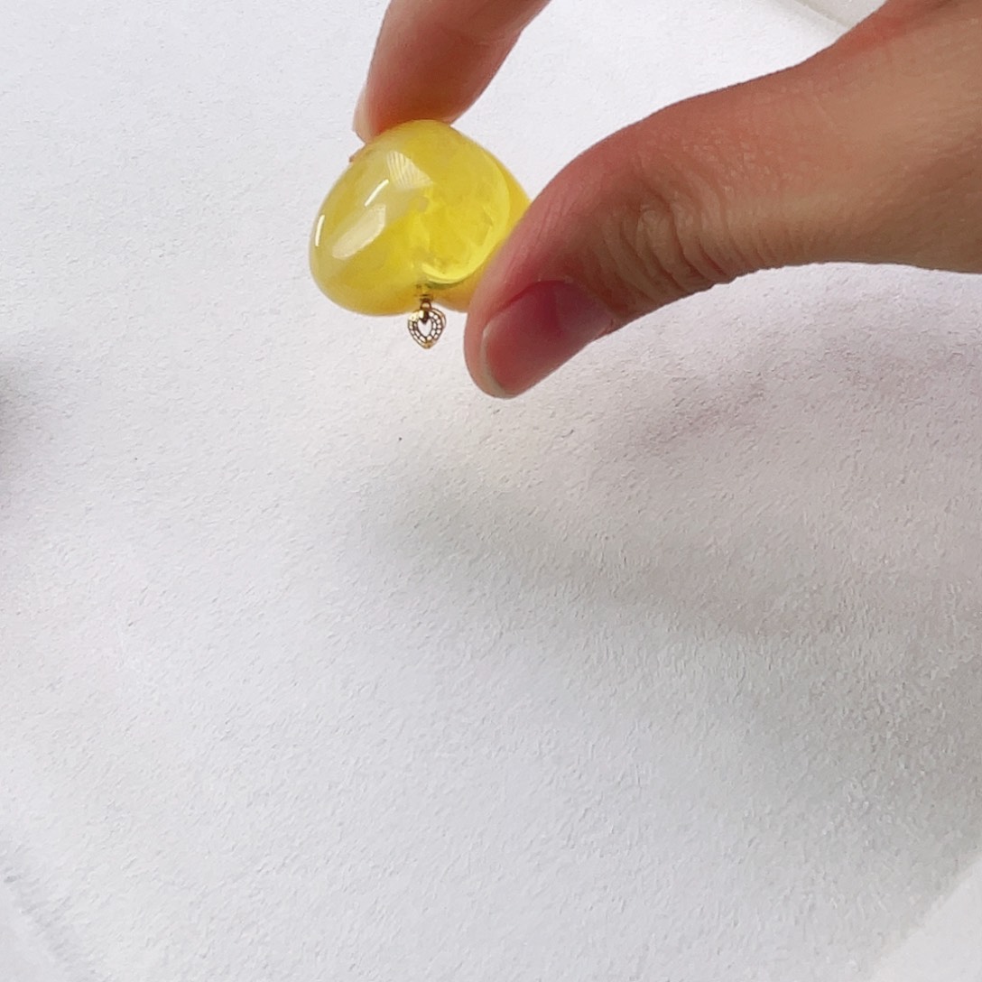蜜蜡颈饰18K金镶嵌蜜蜡