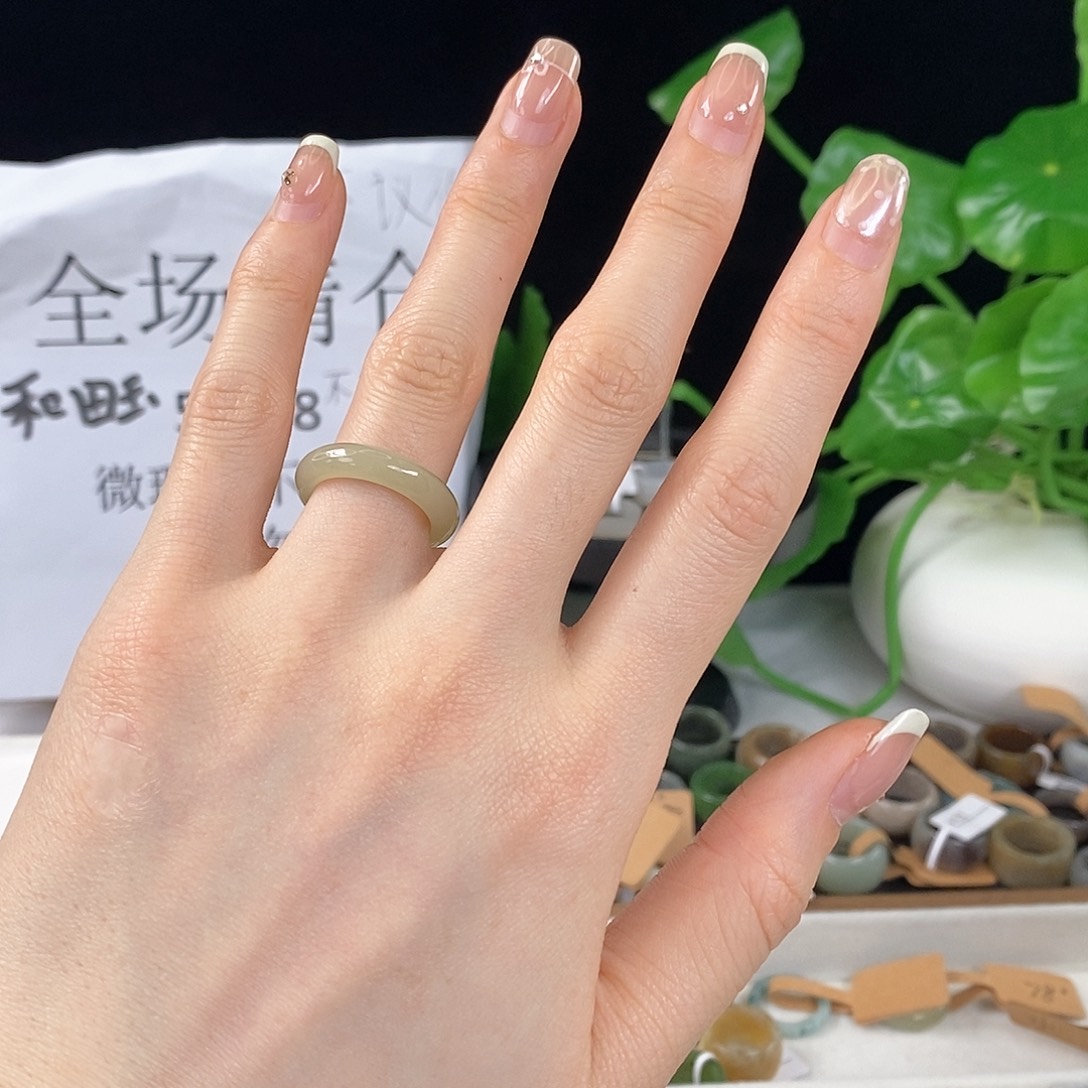 和田玉戒指未镶嵌z20晴水圆条16.5不退换