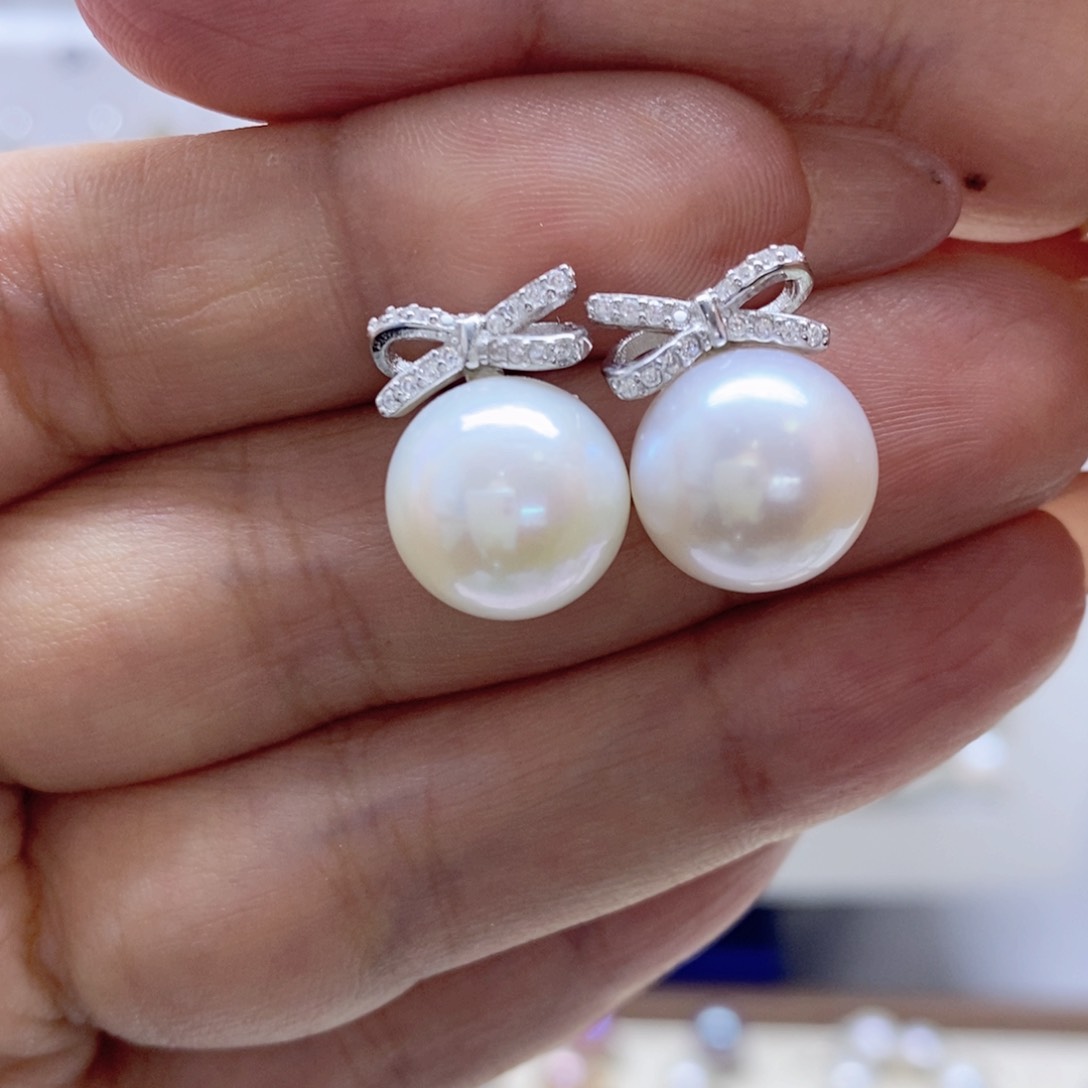 淡水珍珠耳饰银S925镶嵌