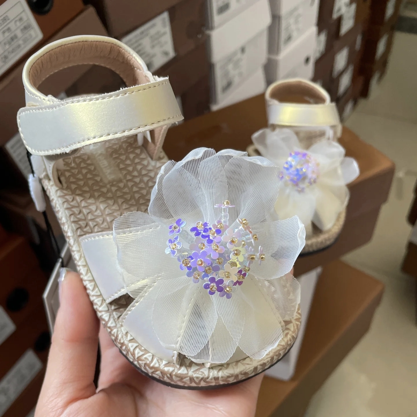 【换季特价】女童花朵凉鞋儿童软底夏季包头公主凉鞋