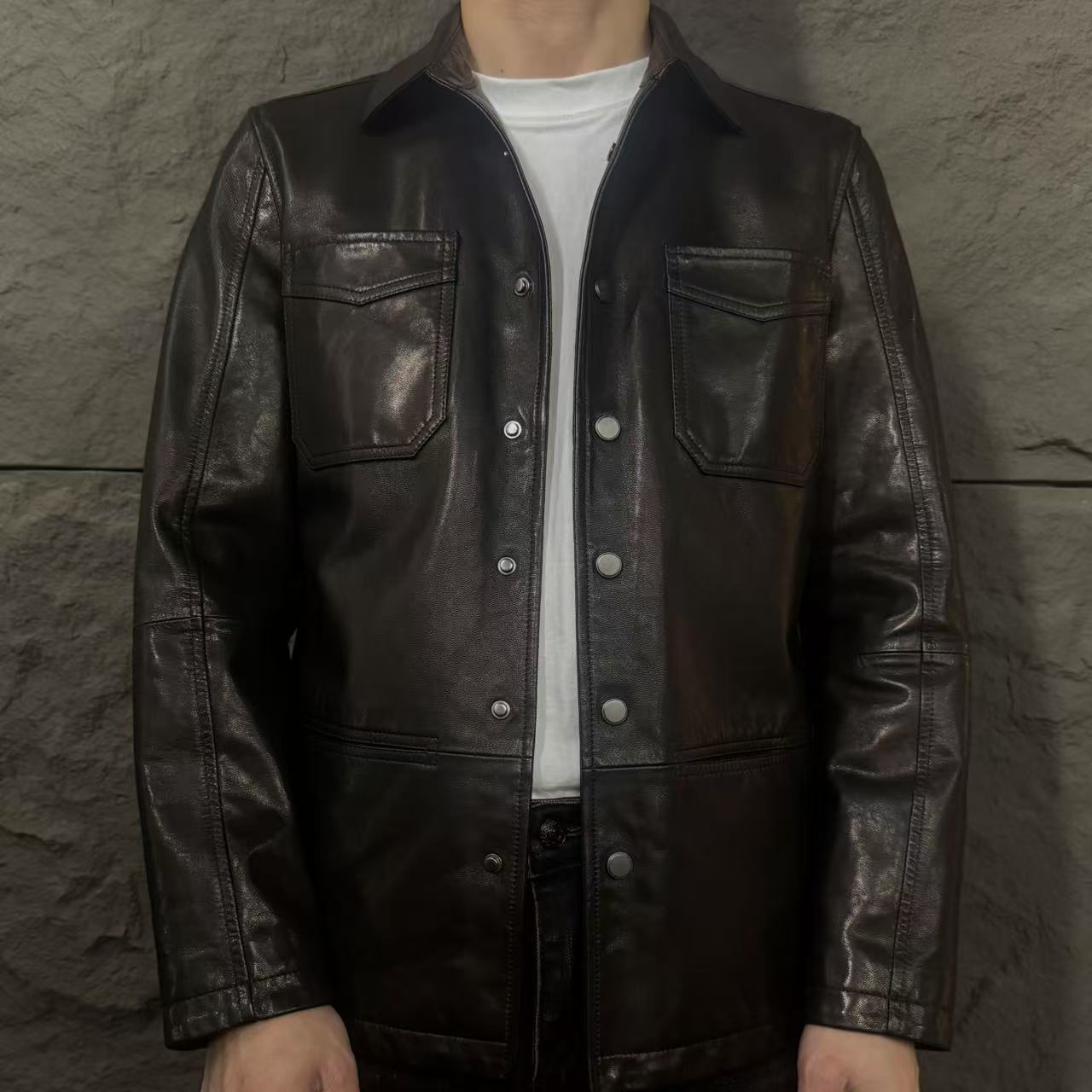 海宁真皮皮衣男士2025新款山羊皮高档皮夹克休闲外套爆款