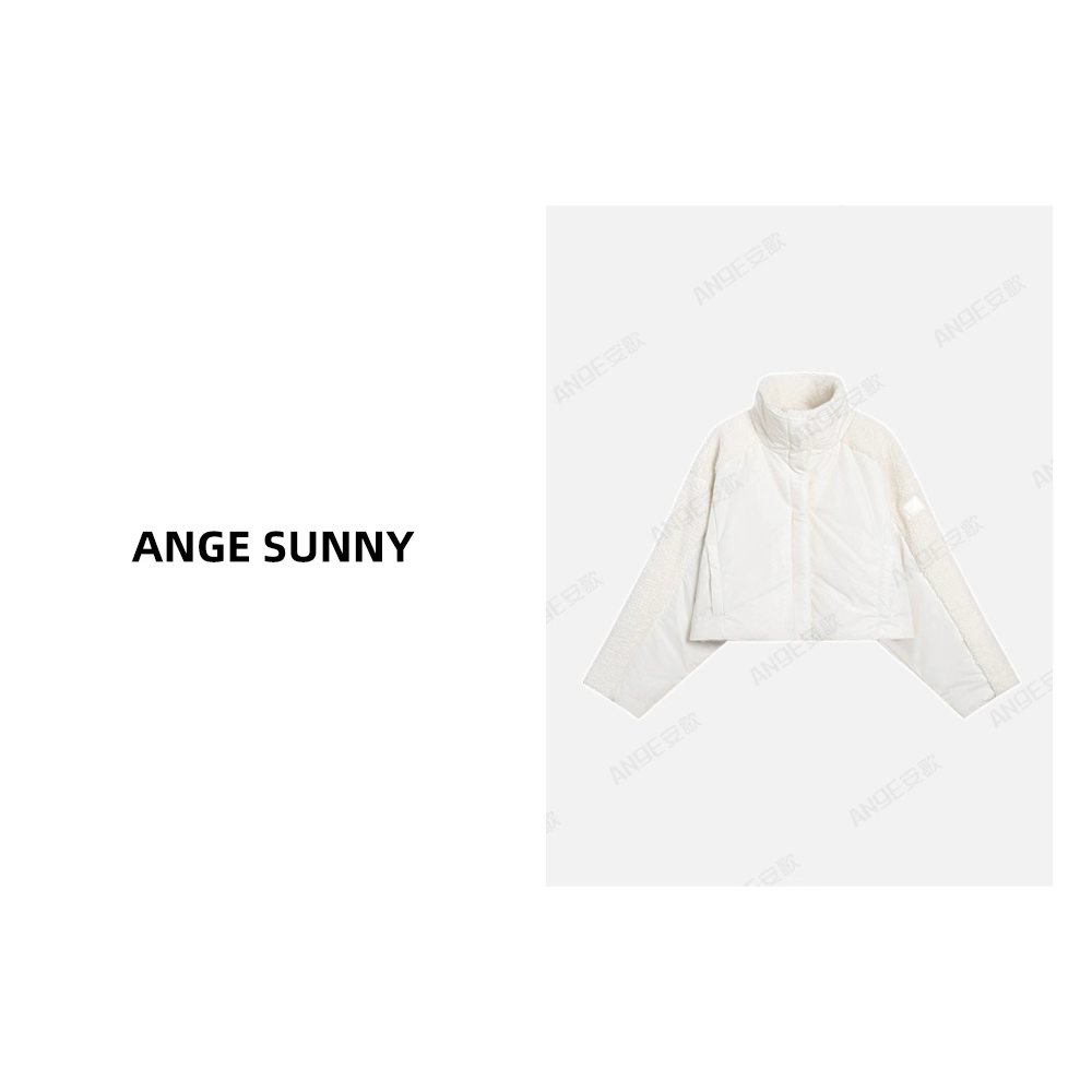 ANGE SUNNY【al*徽标毛绒拼接外套】单排暗扣长袖半高领上衣