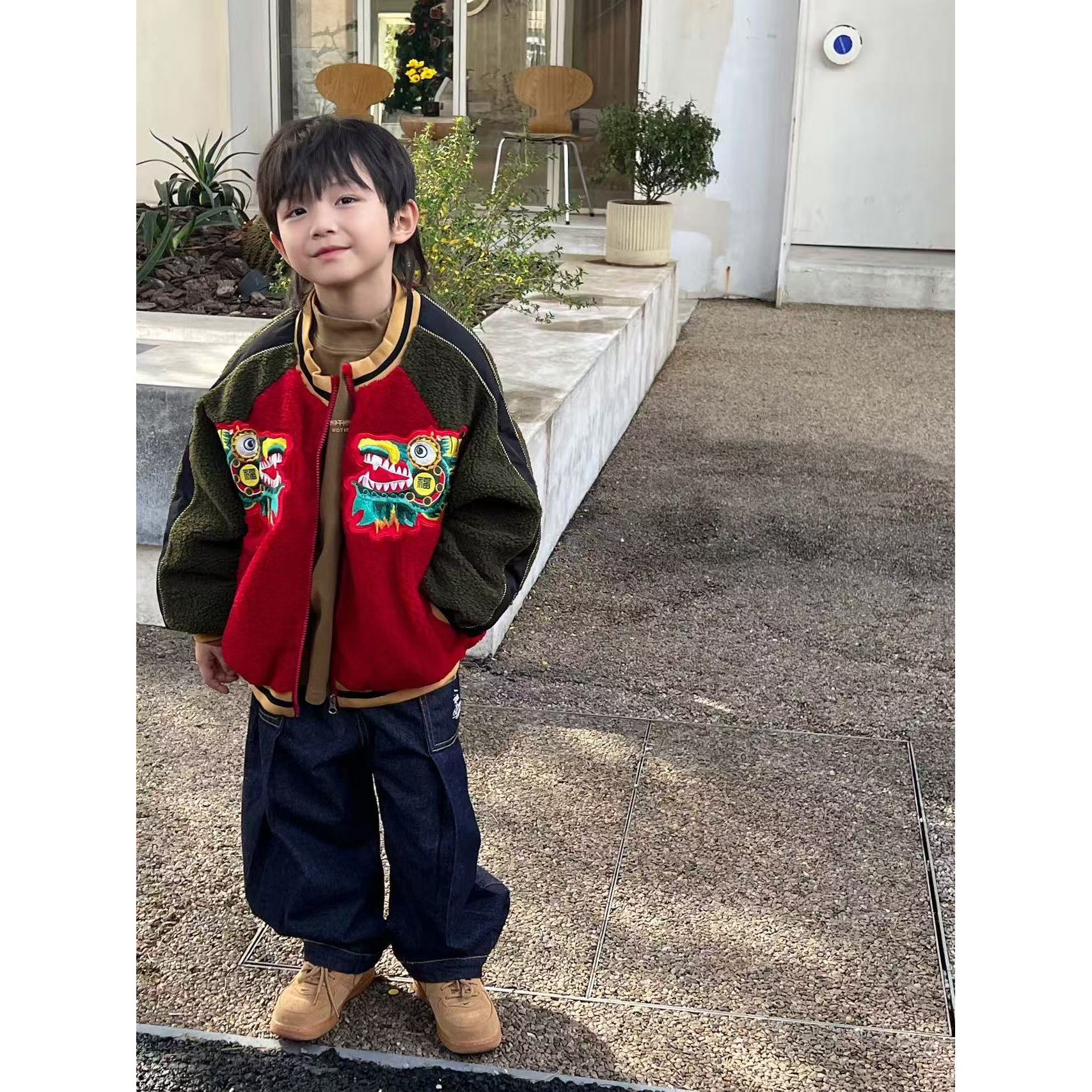 7350【绣花龙头】时尚休闲百搭冬季儿童毛绒外套