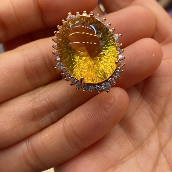 水晶戒指银S925镶嵌梦**海天然水晶戒指