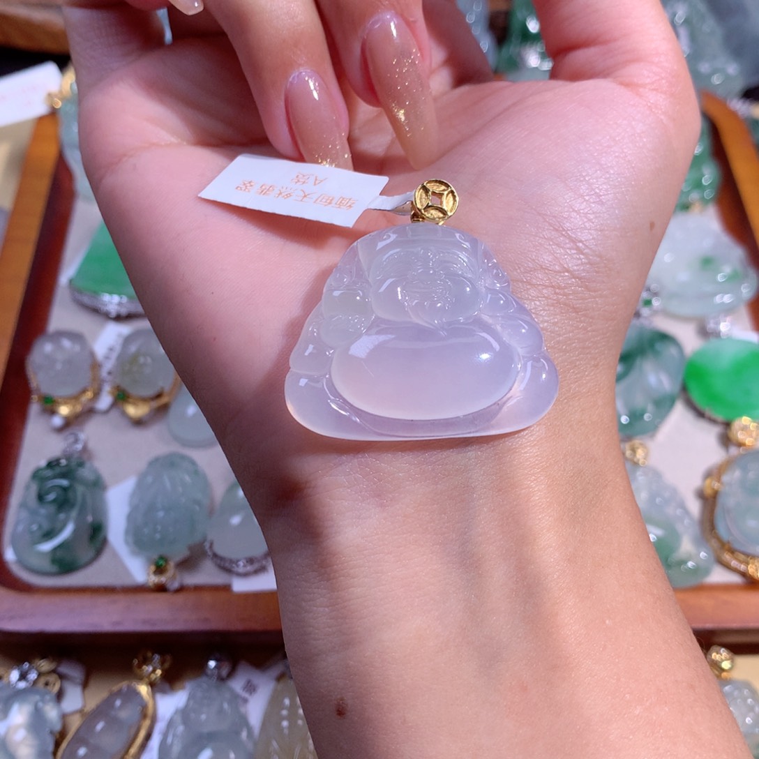 翡翠吊坠(不含链)18K金镶嵌