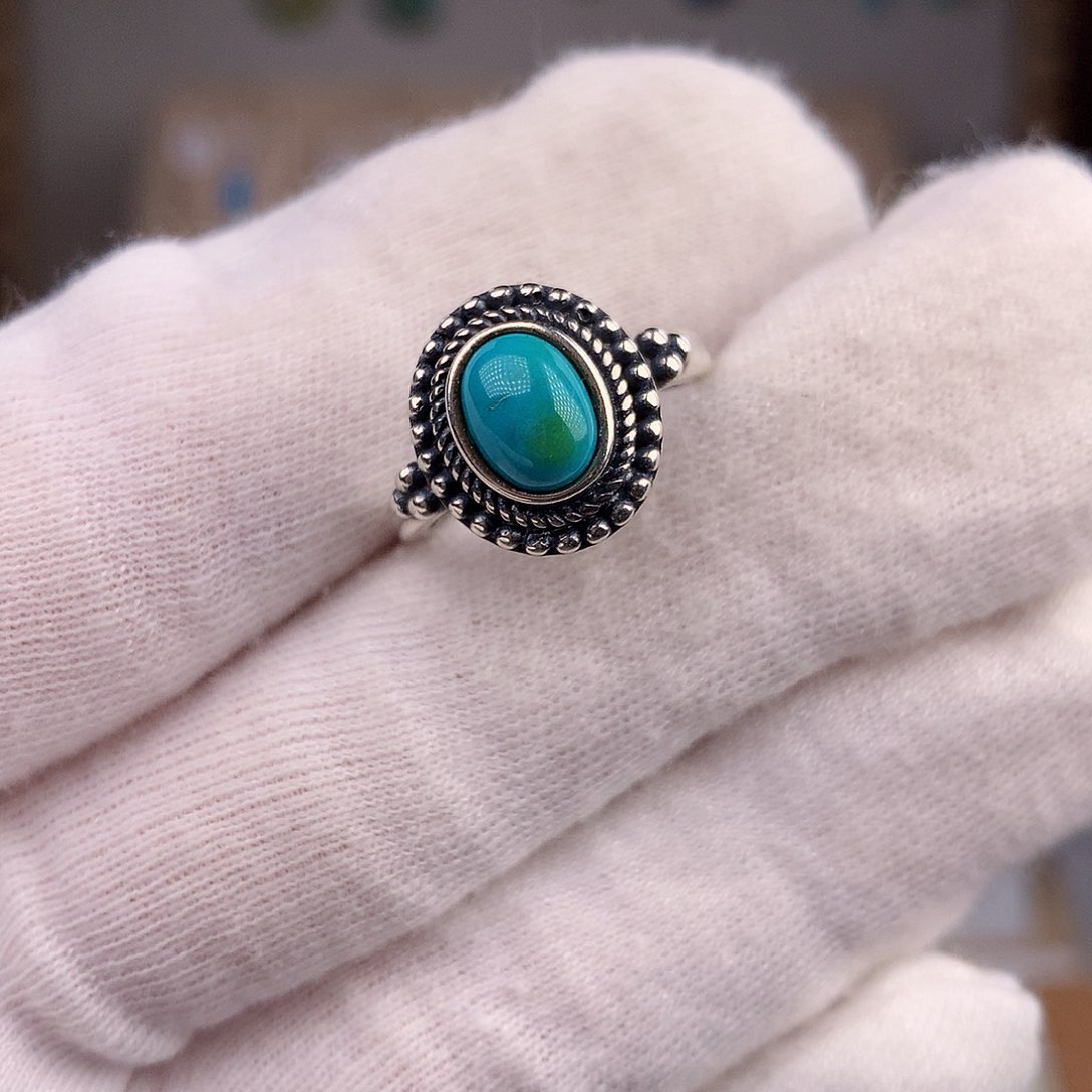绿松石戒指银S925镶嵌