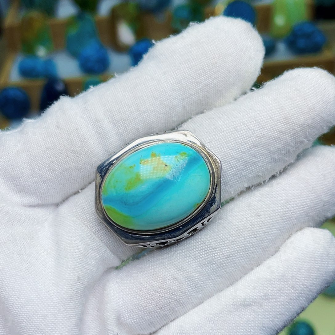 绿松石珠宝奇石银S925镶嵌