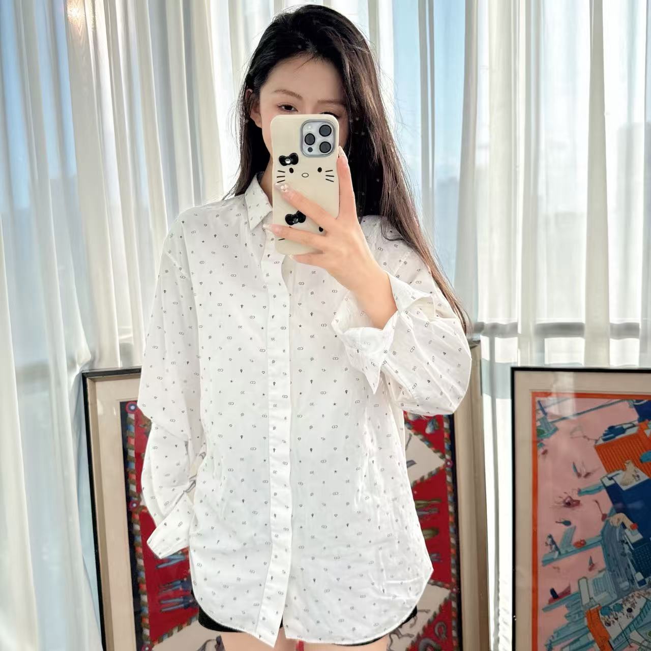 95新 DIOR/迪奥 麦殿/老花满印花衬衫41码白色/250526XJYZY06
