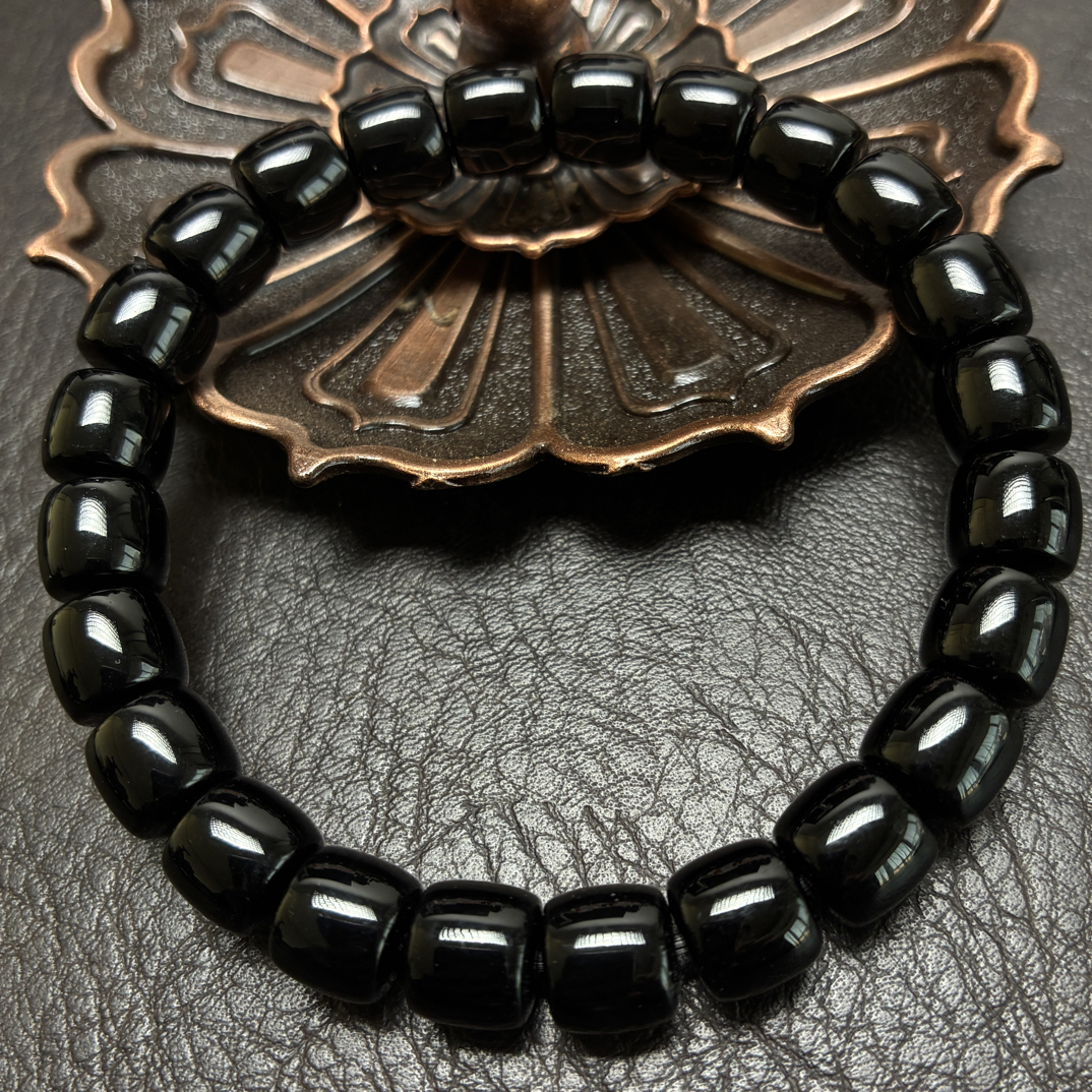 黑武士玛瑙手串男女款手工手持简约自然饰品
