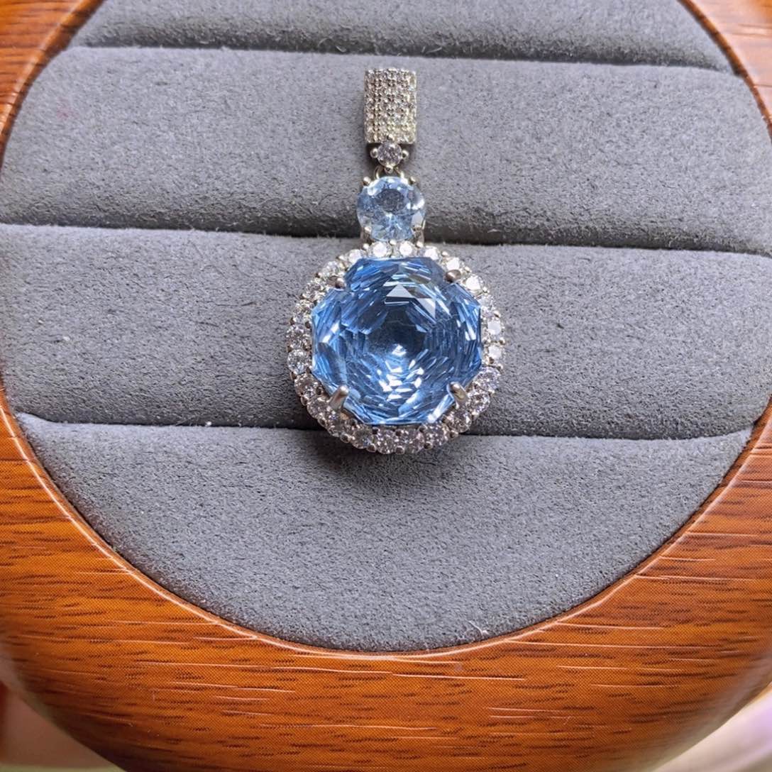 吊坠(不含链)托帕石银S925镶嵌