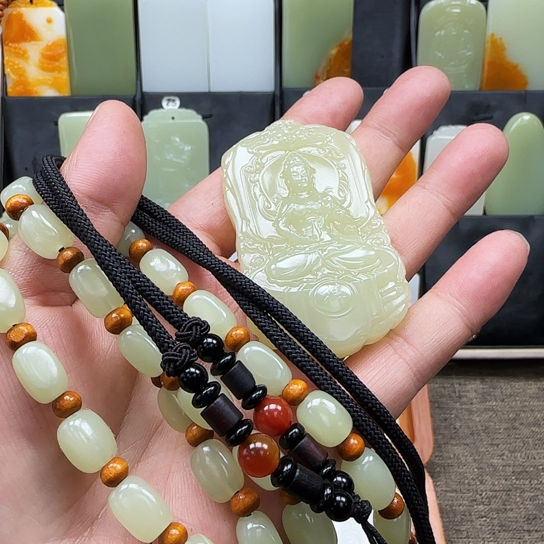 丑***木一物一拍双面观音吊坠