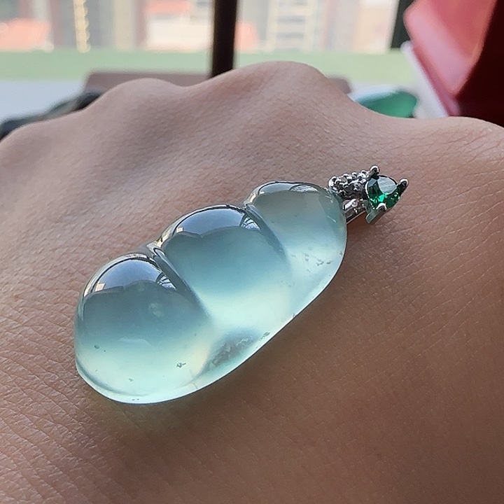 岫玉银S925镶嵌吊坠(不含链)