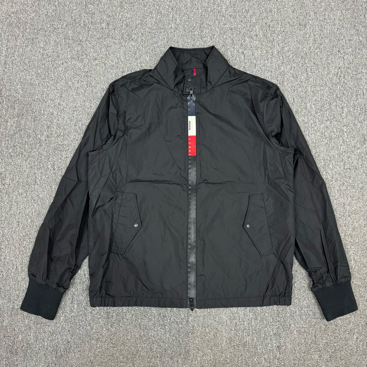 11593480 Moncler蒙口 黑色尼龙门襟彩条夹克外套 4码99新