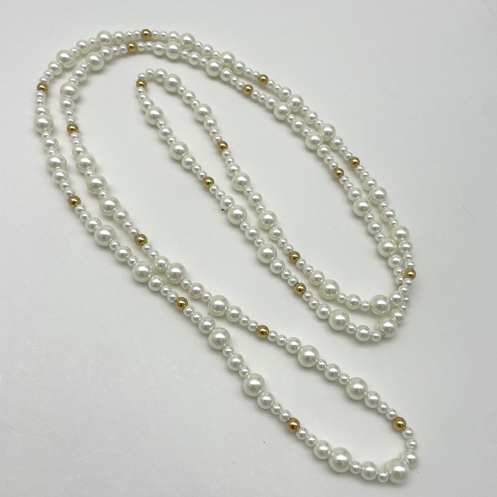 铜合金项链 X11白珍珠金珠点缀长项链轻奢优雅气质款通勤宴会配饰