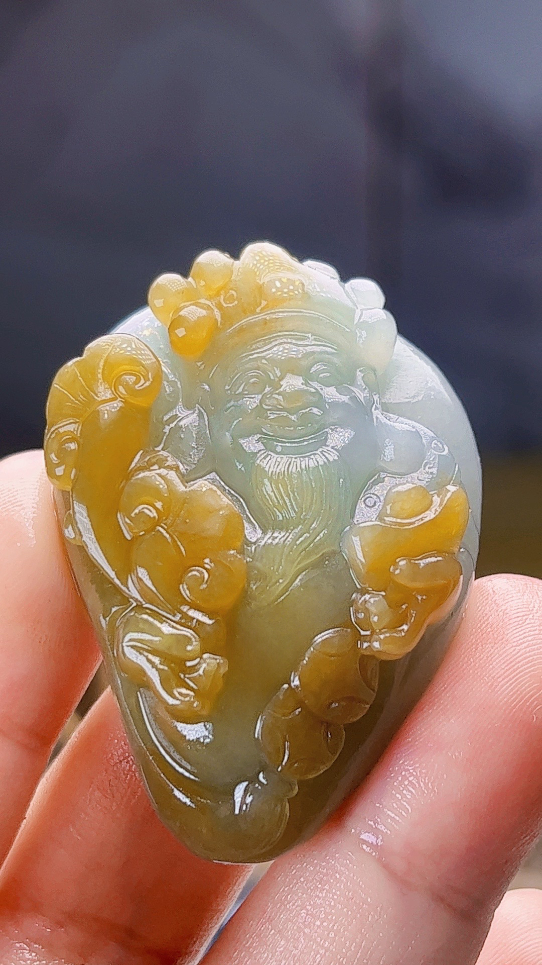 【新春好物】天然缅甸翡翠冰胶黄翡财神毛货买断需抛光尺寸45-31-13