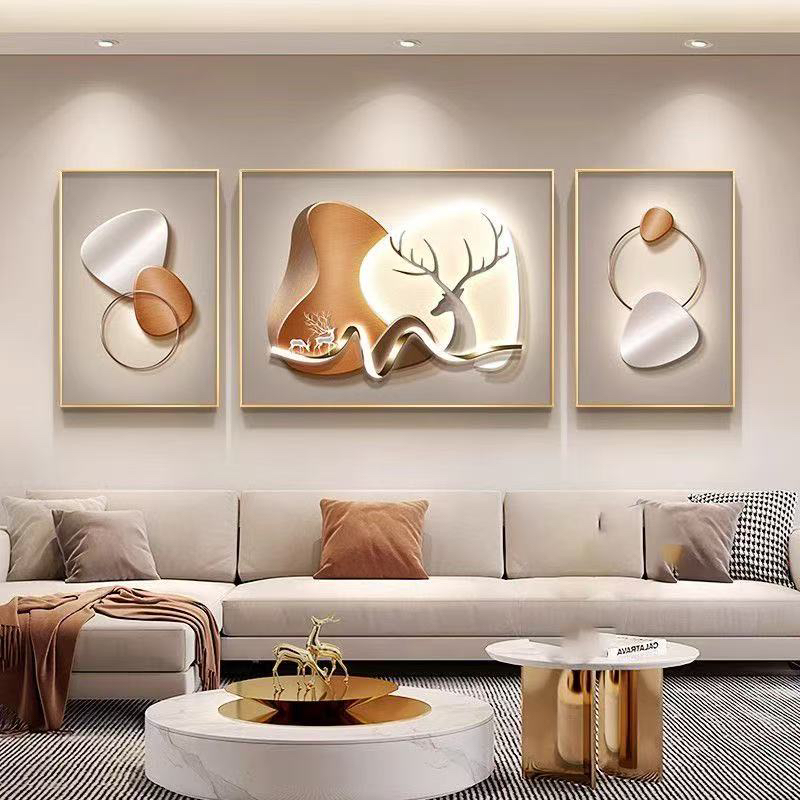 现代简约客厅装饰画轻奢高档沙发背景墙挂画餐厅玄关壁画