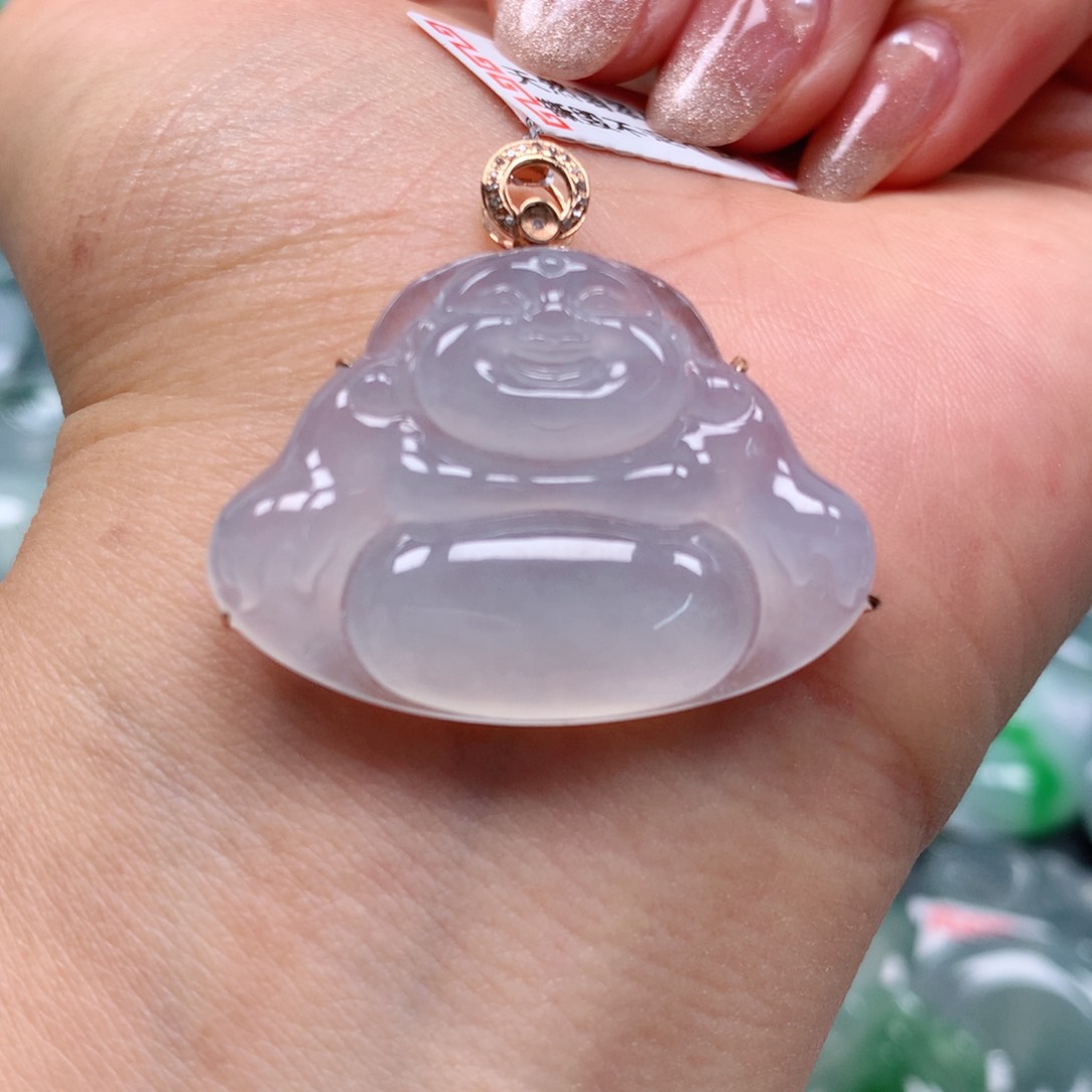 翡翠颈饰18K金镶嵌天然翡翠