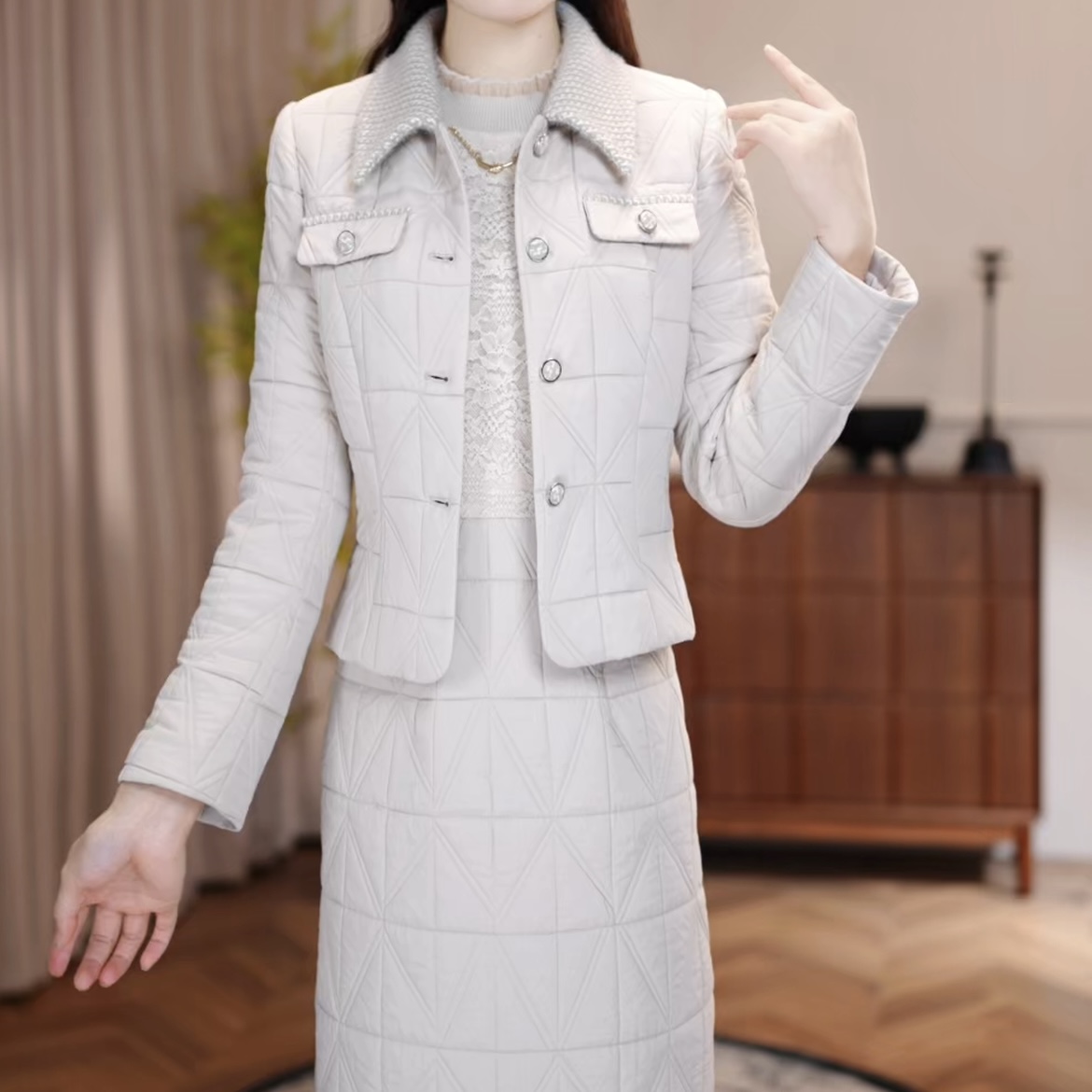 【两件套连衣裙】2025 时尚洋气百搭优雅气质夹棉修身收腰显瘦秋冬