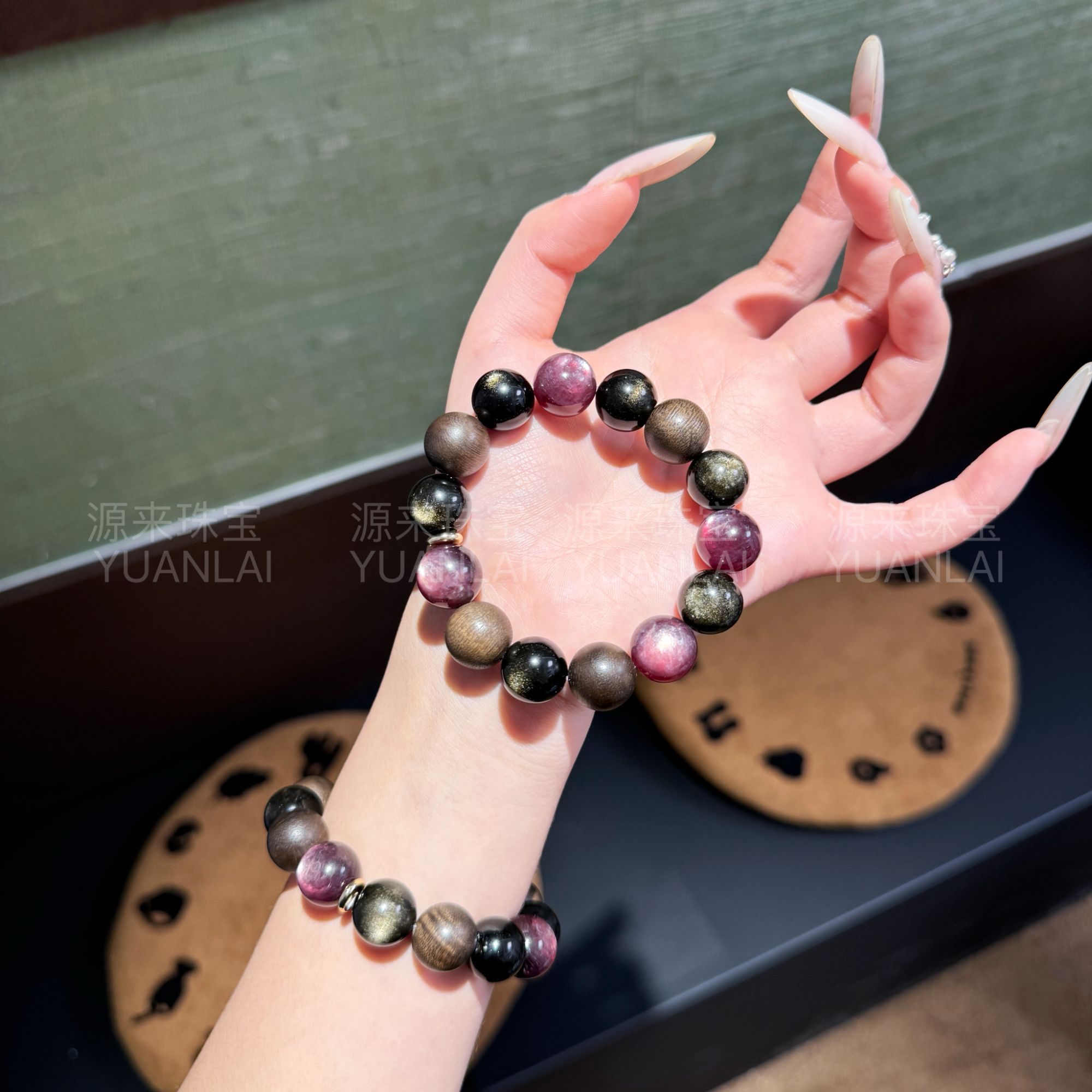 D*夜林粉星*金耀石手串YL3385