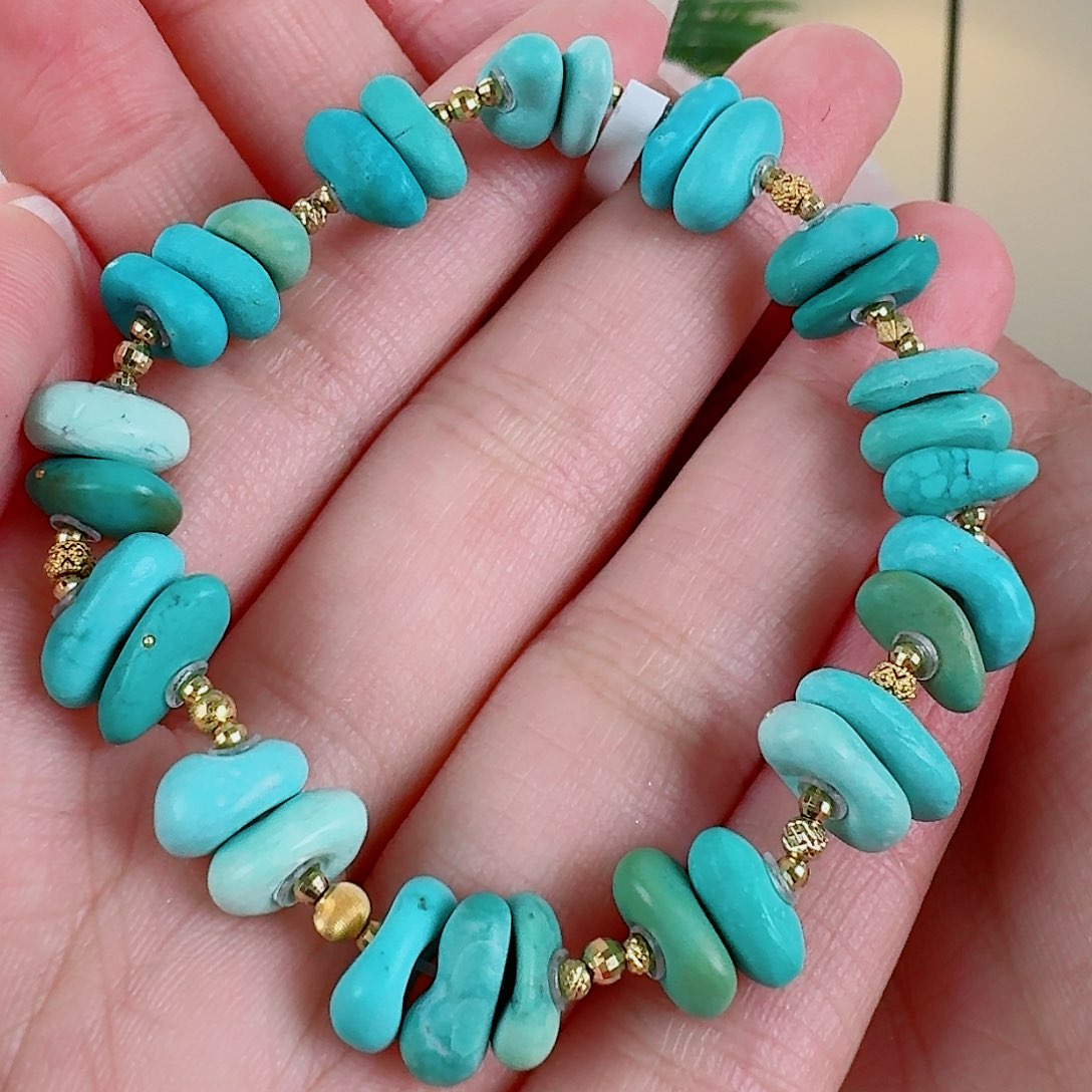 绿松石珠宝奇石18K金镶嵌