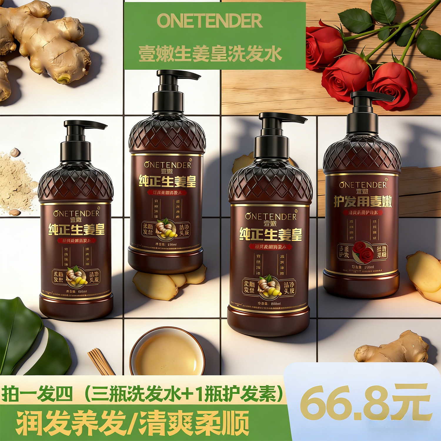 姜皇草本留香洗发水推荐洗头生姜洗发水控油蓬松生姜去屑止痒留香