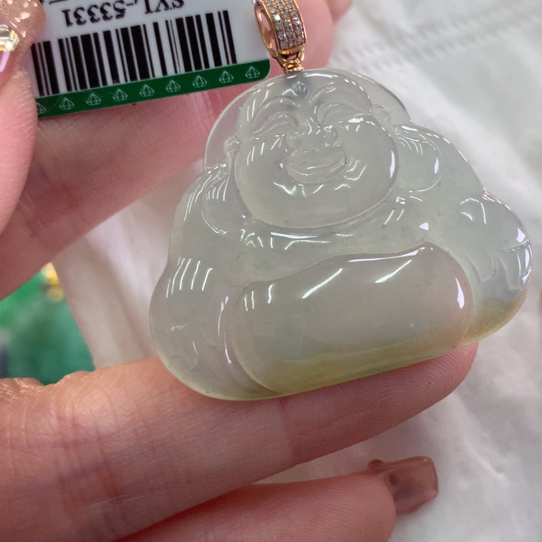 翡翠吊坠(不含链)18K金镶嵌