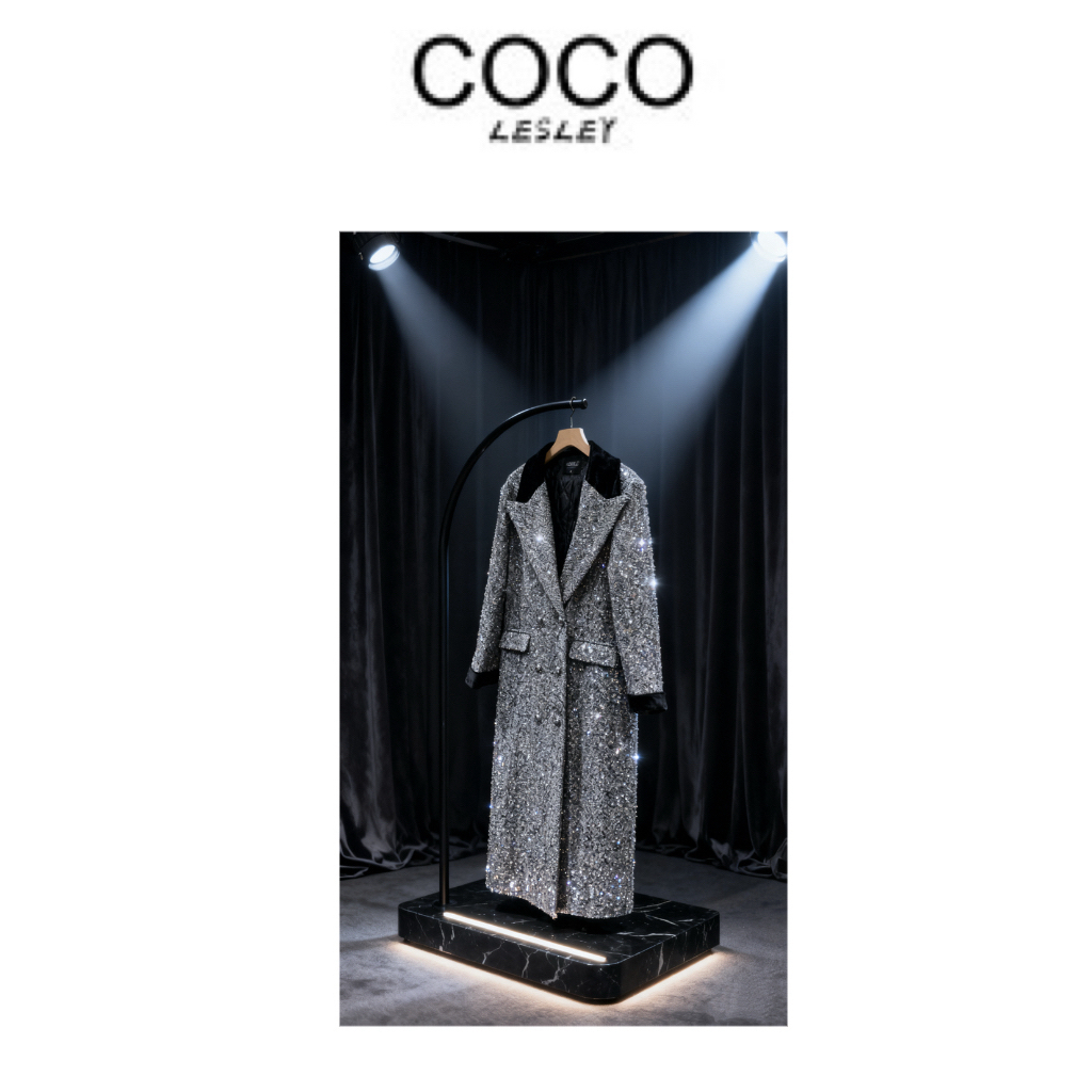 【COCO LESLEY】领口拼接复古摩登气场大衣棉服大衣Y25325Y