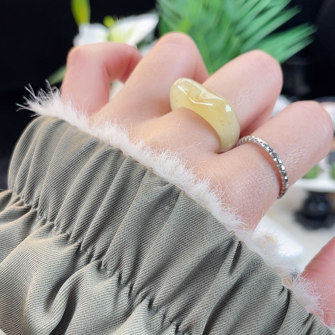 和田玉未镶嵌戒指E32柠檬糖花猫咪17带24h