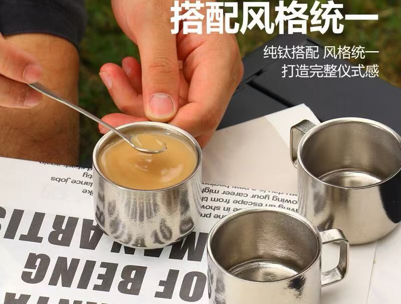 微瑕100ml把手主人杯双层纯钛隔热防烫真空泡茶杯