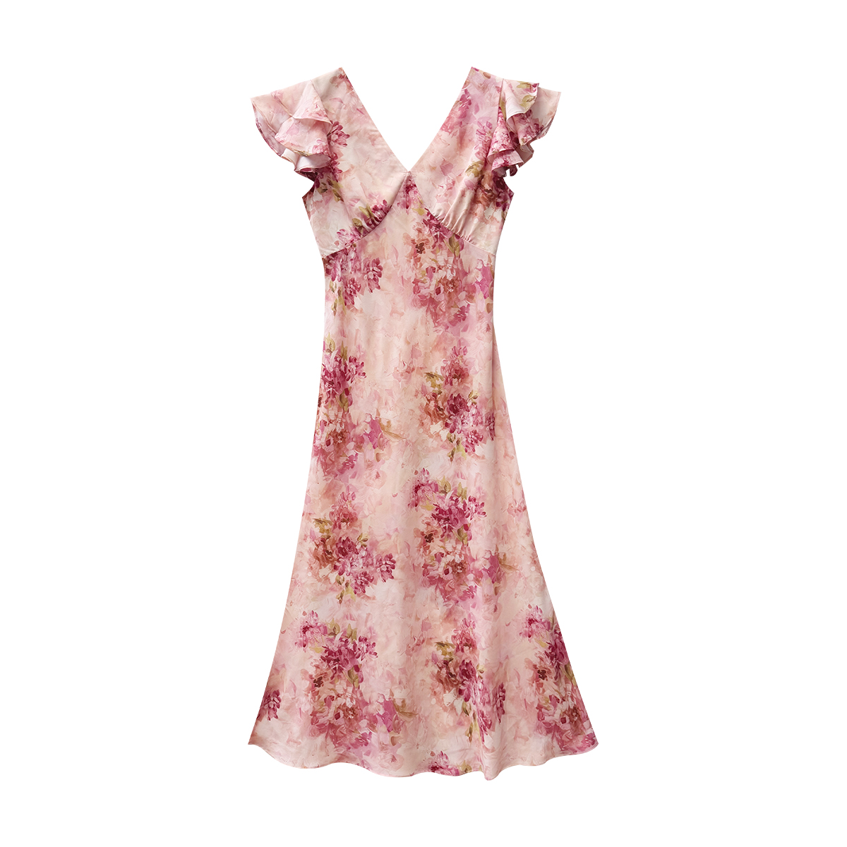 【胭脂粉黛】温柔碎花桑蚕丝连衣裙TX05QZ2038