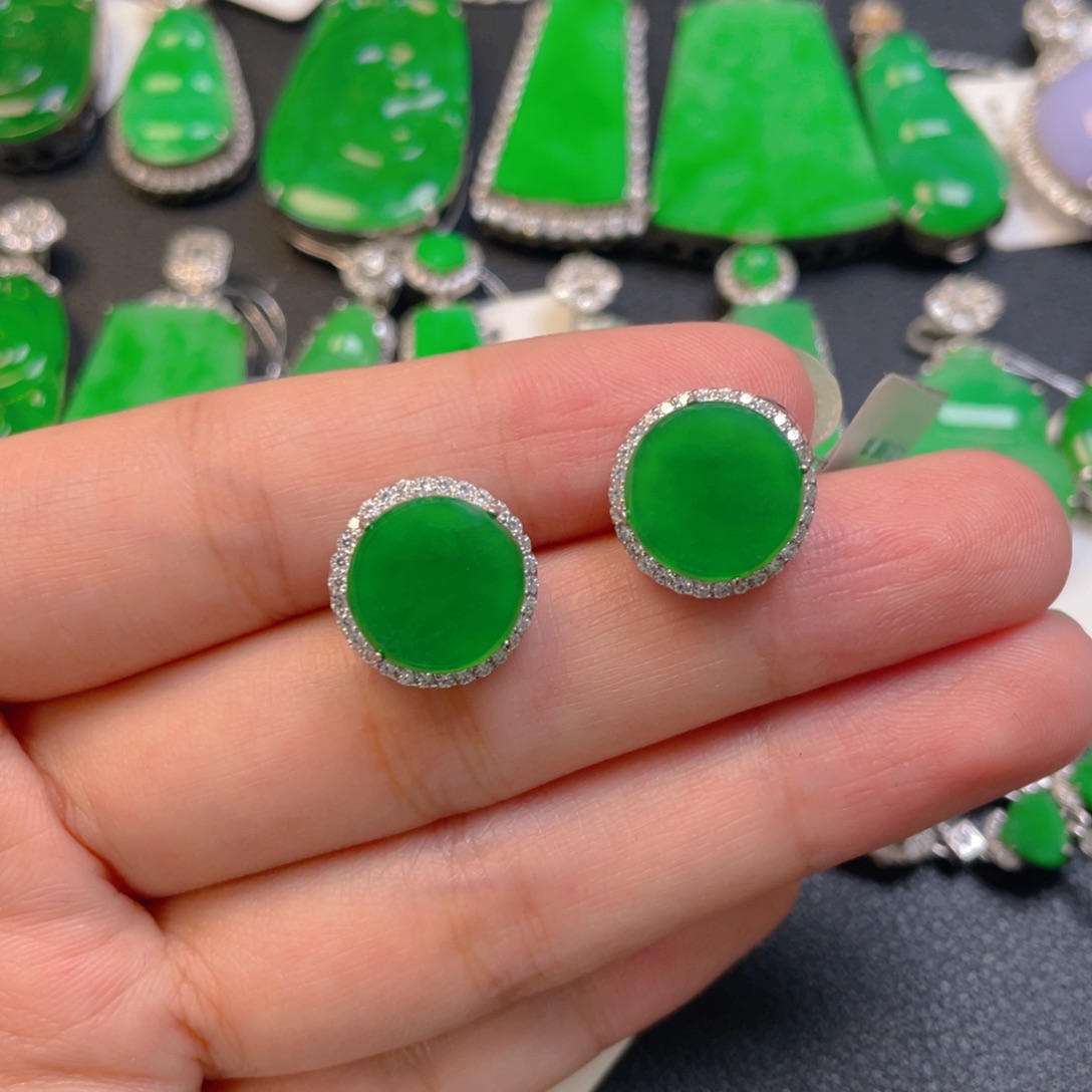 翡翠银S925镶嵌吊坠(不含链)