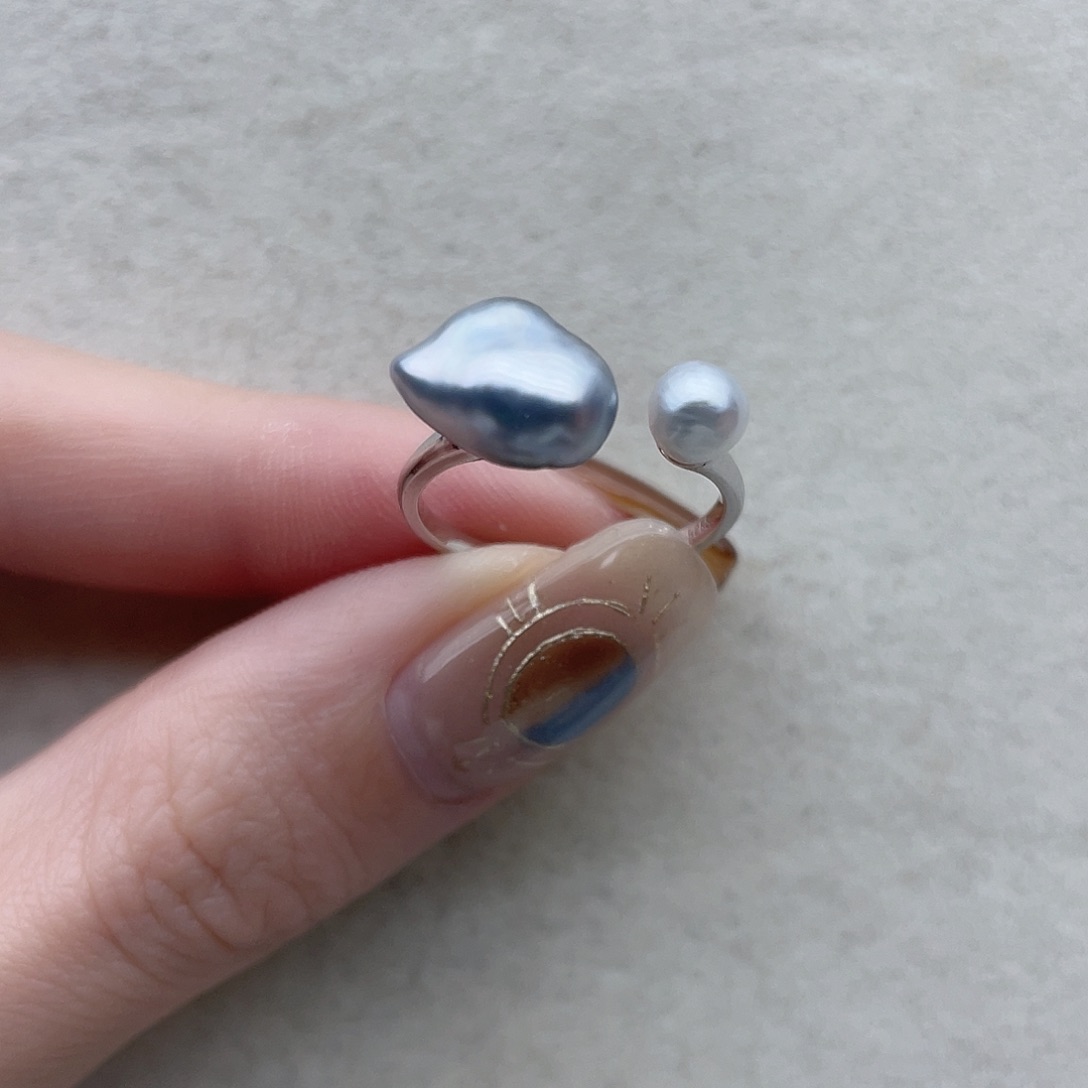 戒指52银S925镶嵌海水珍珠