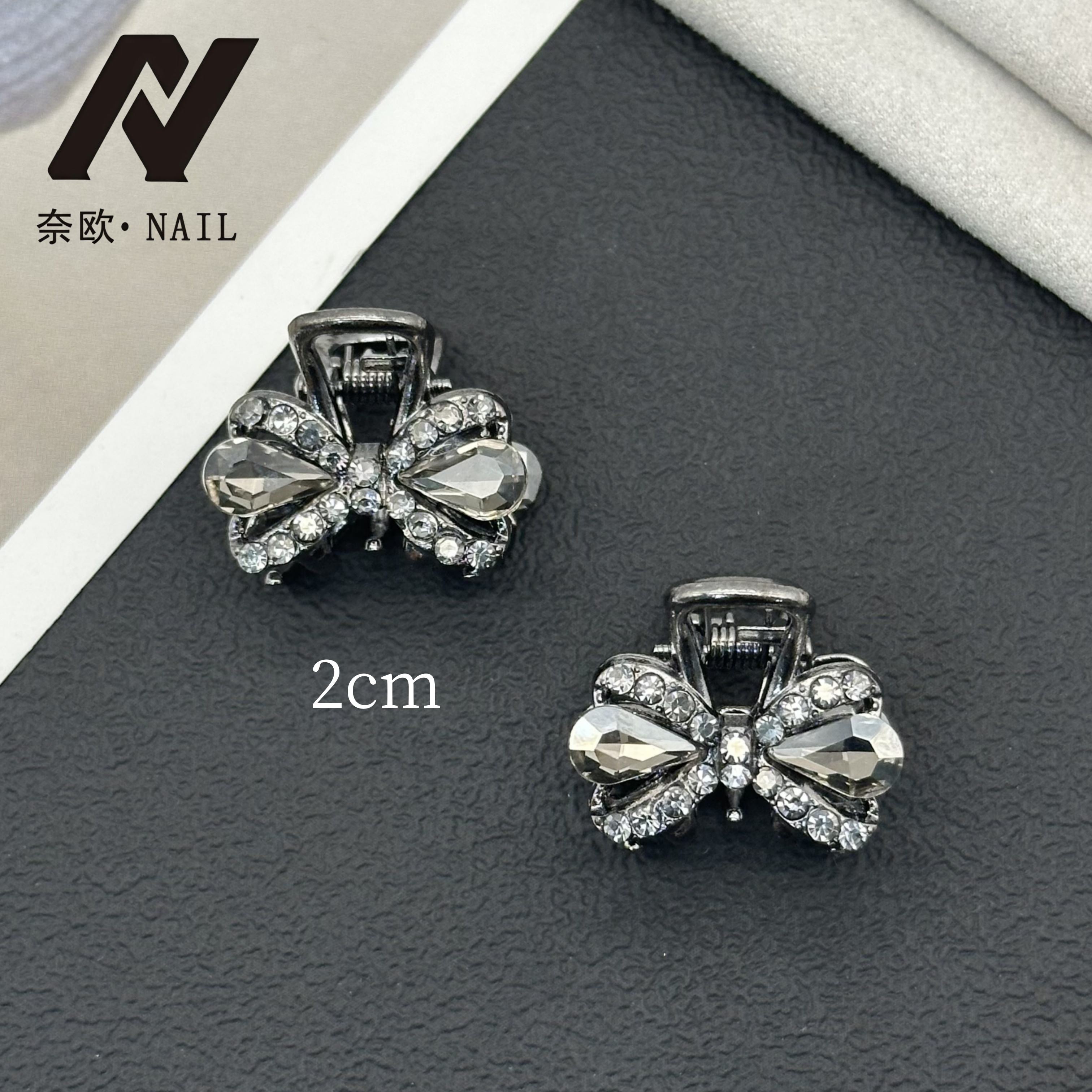 【NAIL·奈欧】设计师系列6225黑色百搭蝴蝶高级气质对夹刘海抓夹