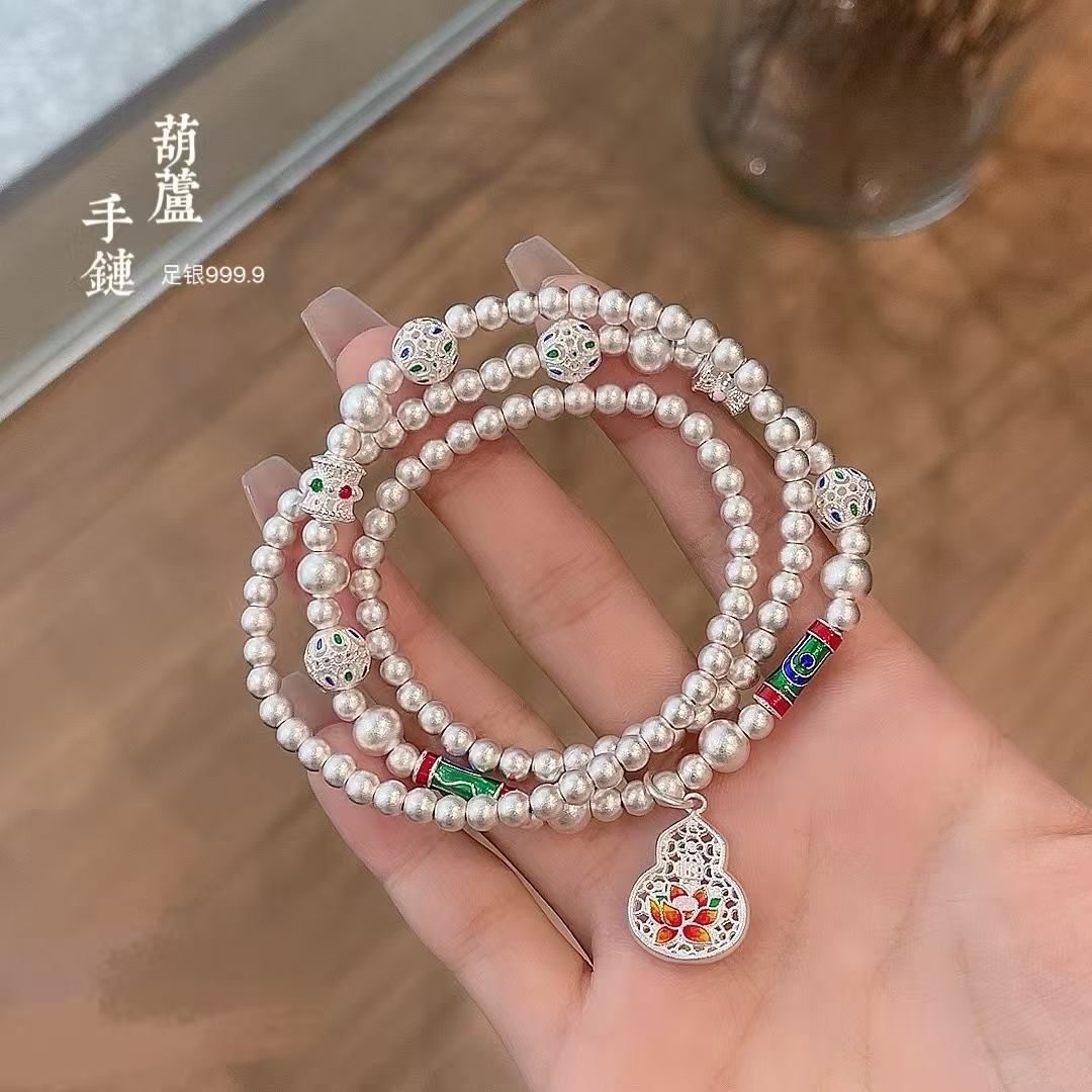 足银银制品 999.9【项链选款区】实心吊坠黄财神吉言描金平安喜乐