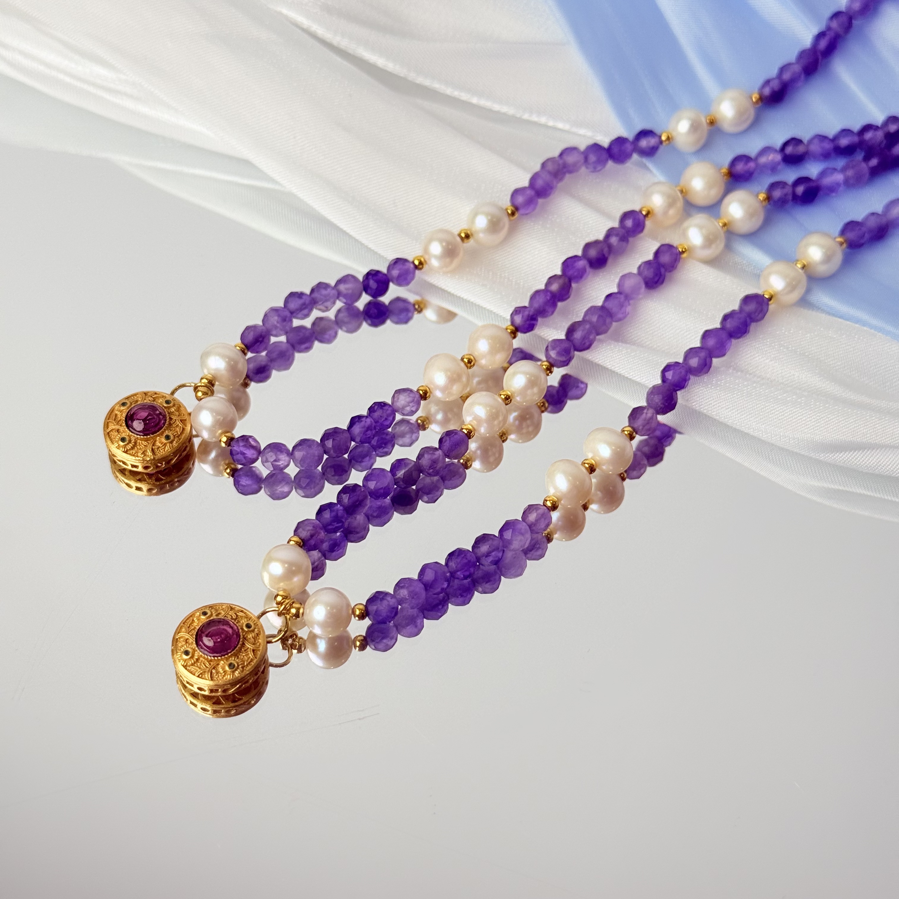 【2206 紫水链】紫水晶项链3-4mm面小仙多样性发其一