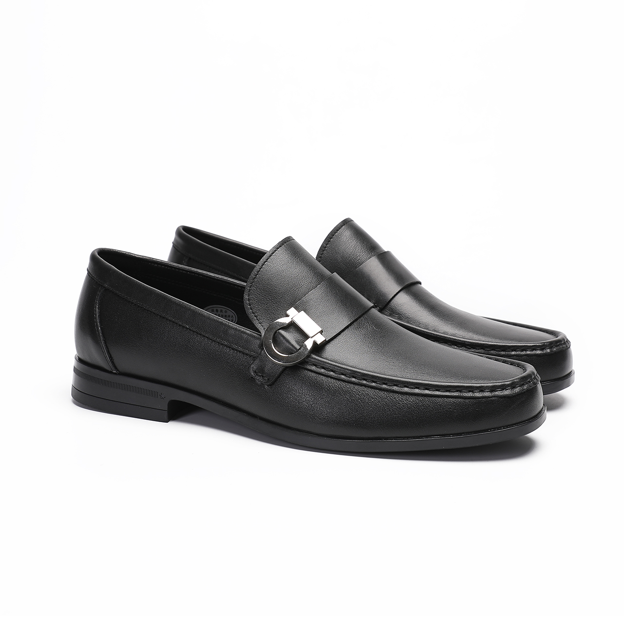 男士黑色头层牛皮一脚蹬男鞋商务休闲透气防滑耐磨