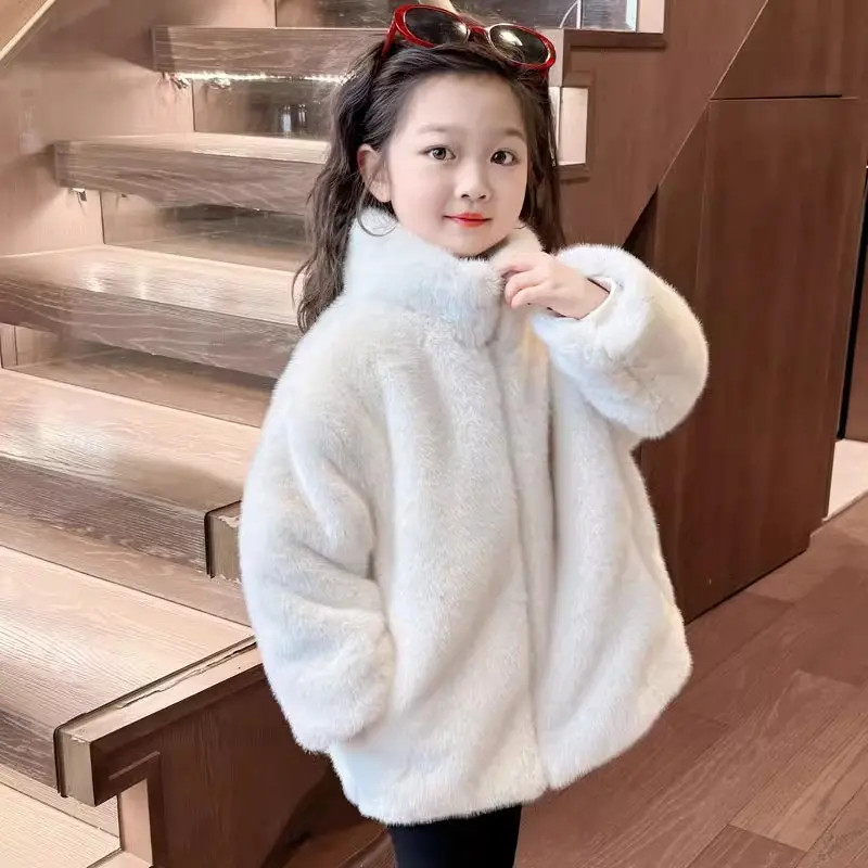 女童外套2025新款秋冬款仿水貂绒皮毛一体加厚儿童仿皮草宝毛毛衣