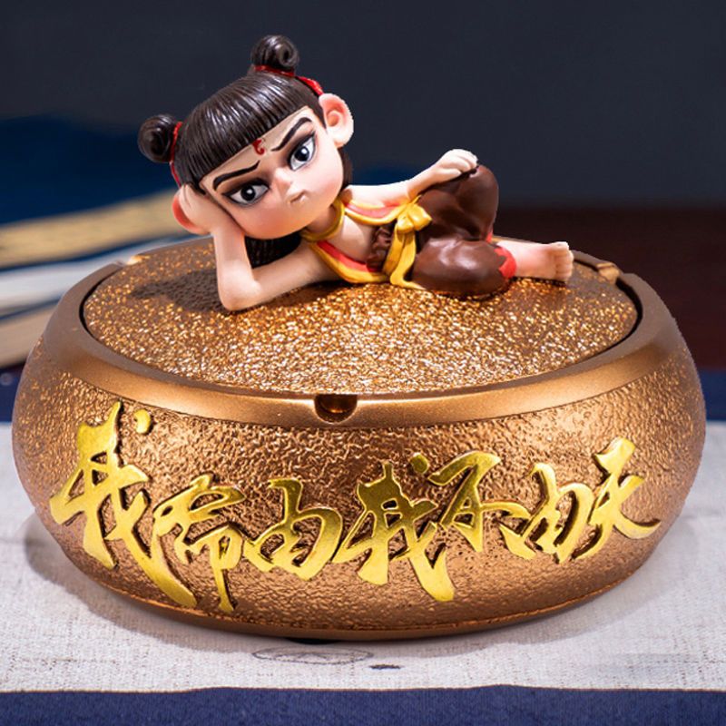 西藏新疆包邮5419人收藏创意哪吒烟灰缸家用高颜值客厅带盖办公室