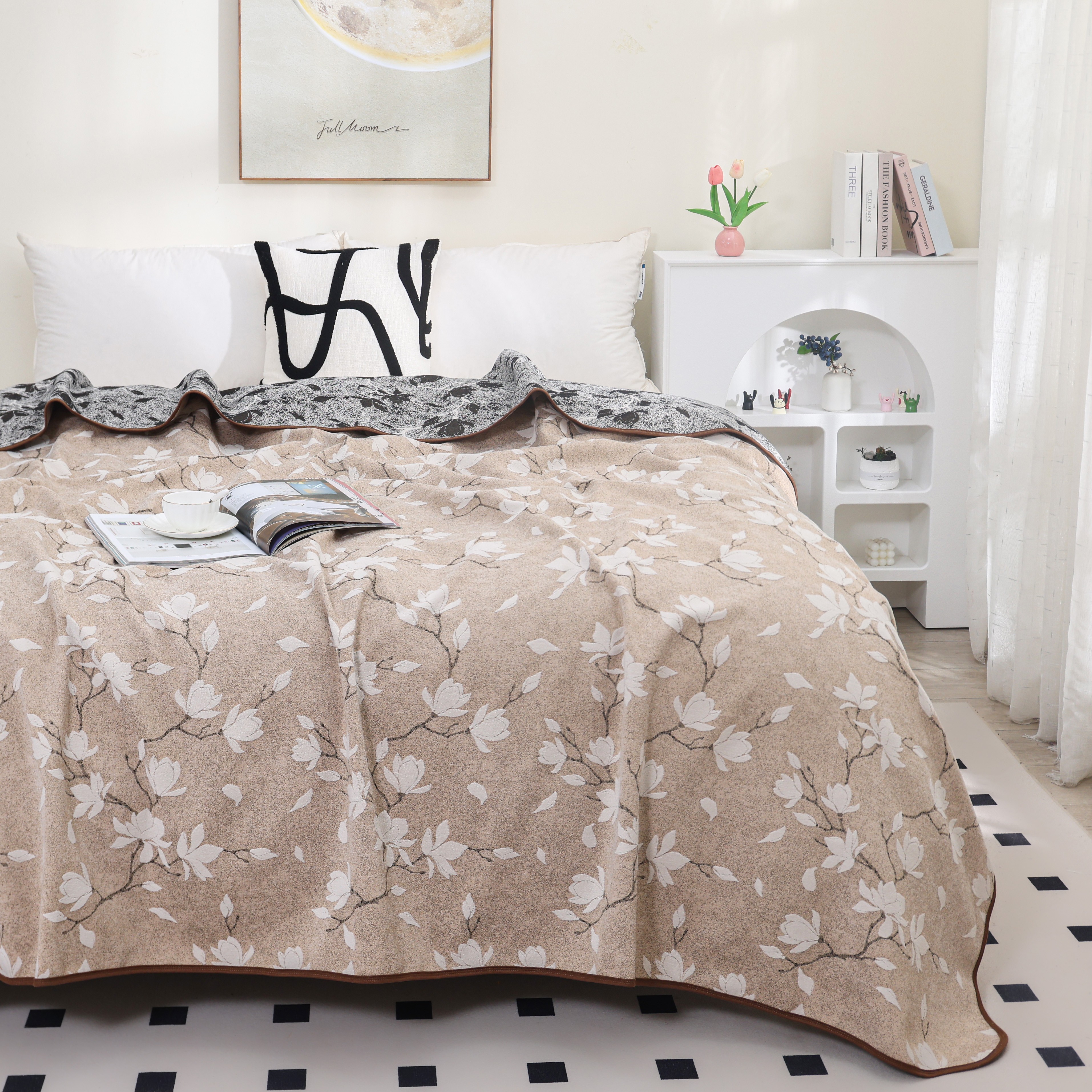 【牛哥福利】兰亭序-加厚棕色高端床盖2.4*2.5米