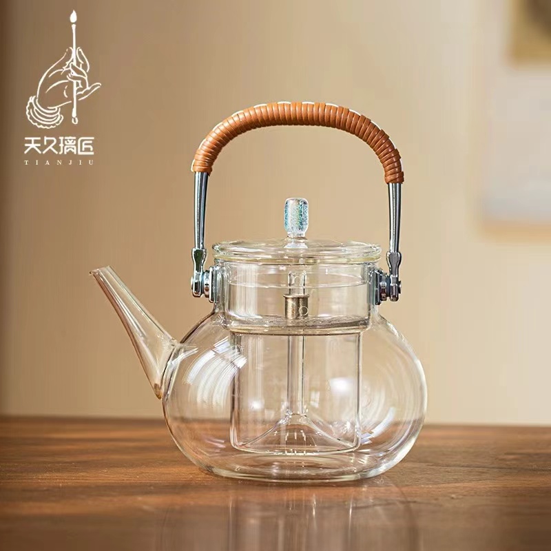 天久璃匠高档煮茶一体提梁壶高硼硅玻璃烧水煮泡茶壶耐高温玻璃壶