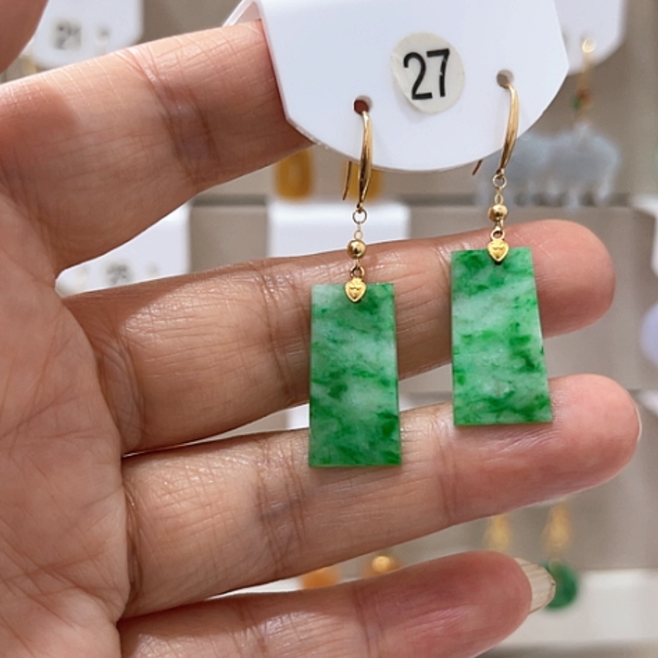 【闪购商品】翡翠耳饰18K金镶嵌翡翠耳坠