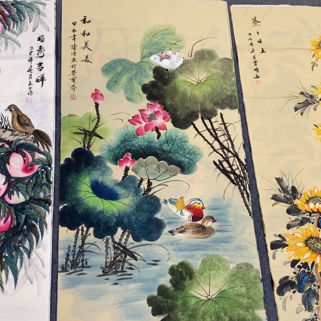 国画尺寸140✖️70四尺纯手绘画画画